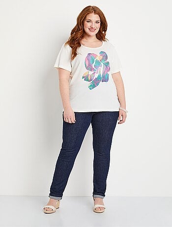 T-shirt blanc court avec motif