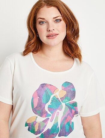 T-shirt blanc court avec motif
