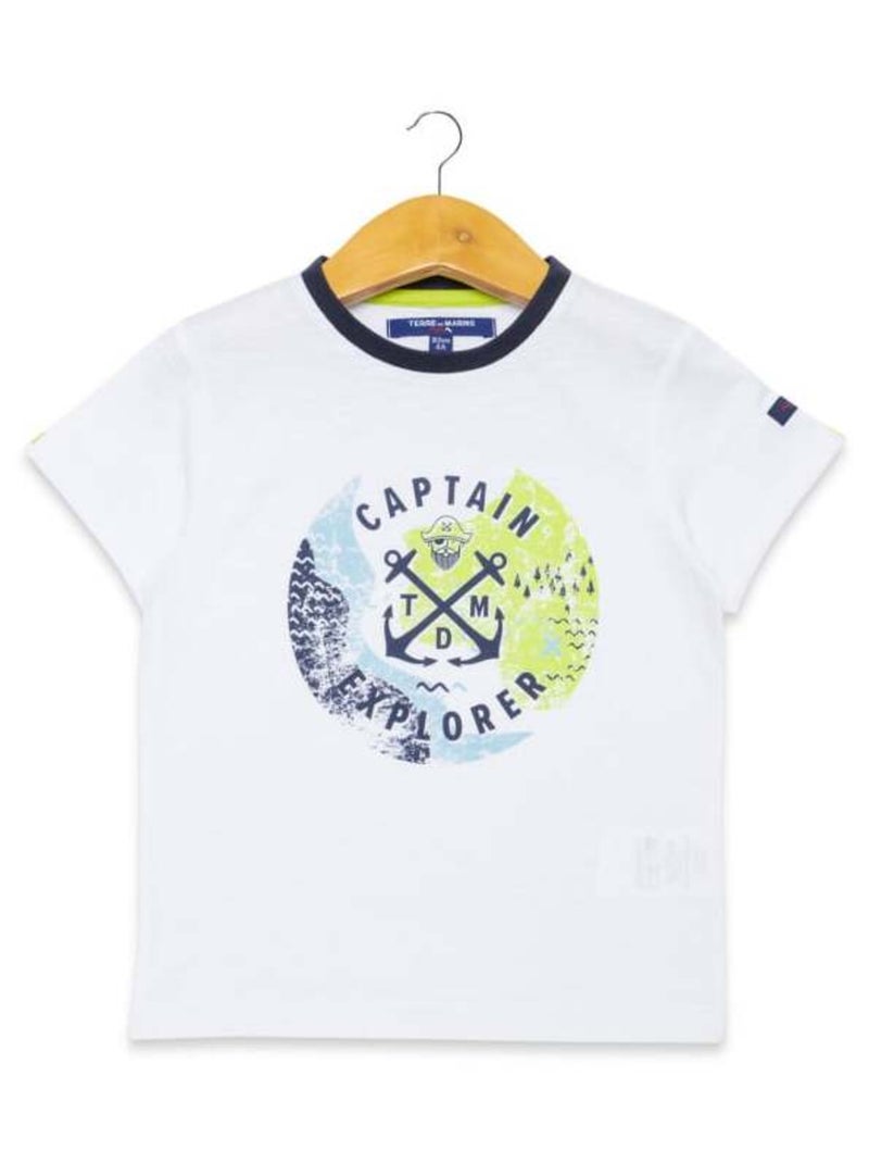 T-shirt blanc Garçon imprimé pirate Blanc - Kiabi