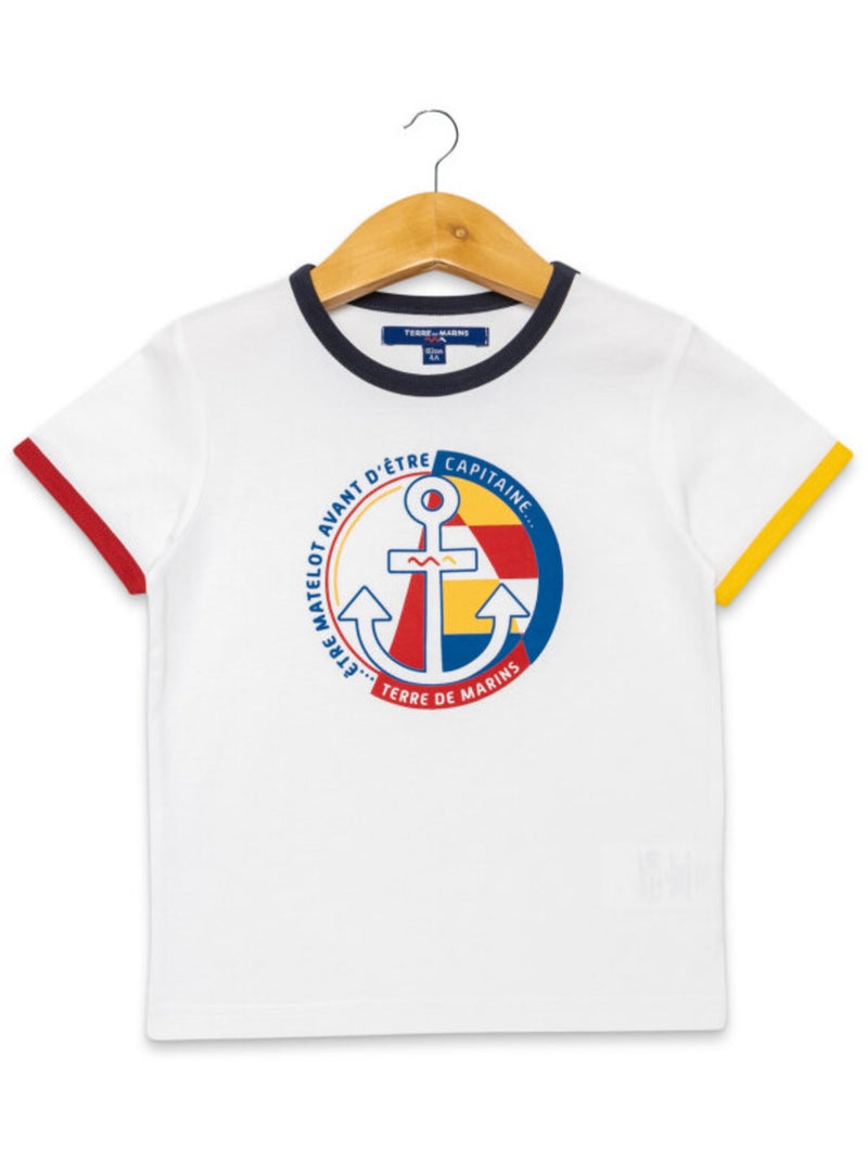 T-shirt blanc imprimé col rond Garçon Blanc - Kiabi