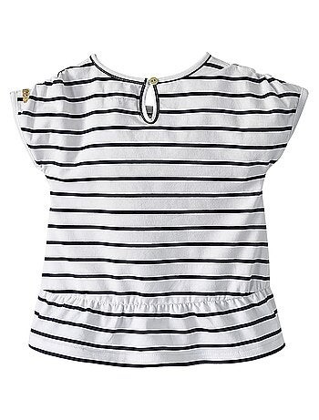 T-SHIRT BLANC RAYE FILLE LES GRANDS DE SUCRE D'ORGE