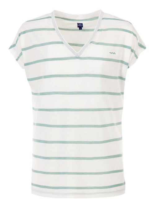 T-shirt blanc rayures vertes avec fils métallisés Femme - Kiabi
