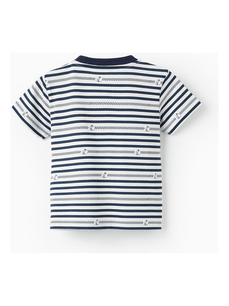T-shirt blanche à manches courtes pour bébé garçon manches courtes ATLANTIC COMPANY Bleu - Kiabi