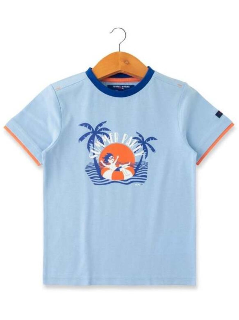T-Shirt bleu imprimé Garçon Bleu - Kiabi