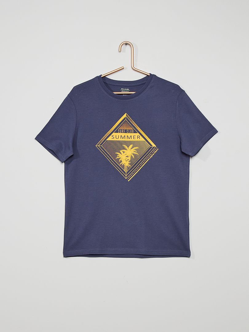 T-shirt bleu 'palmier' - Kiabi