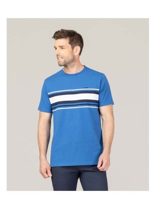 T-shirt bleu rayures poitrine Homme - Kiabi