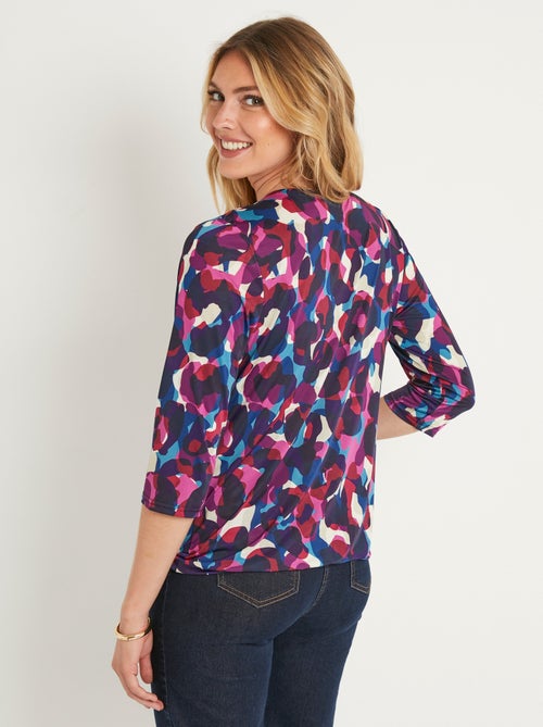 T-shirt blousant cache-coeur manches 3/4 - Kiabi