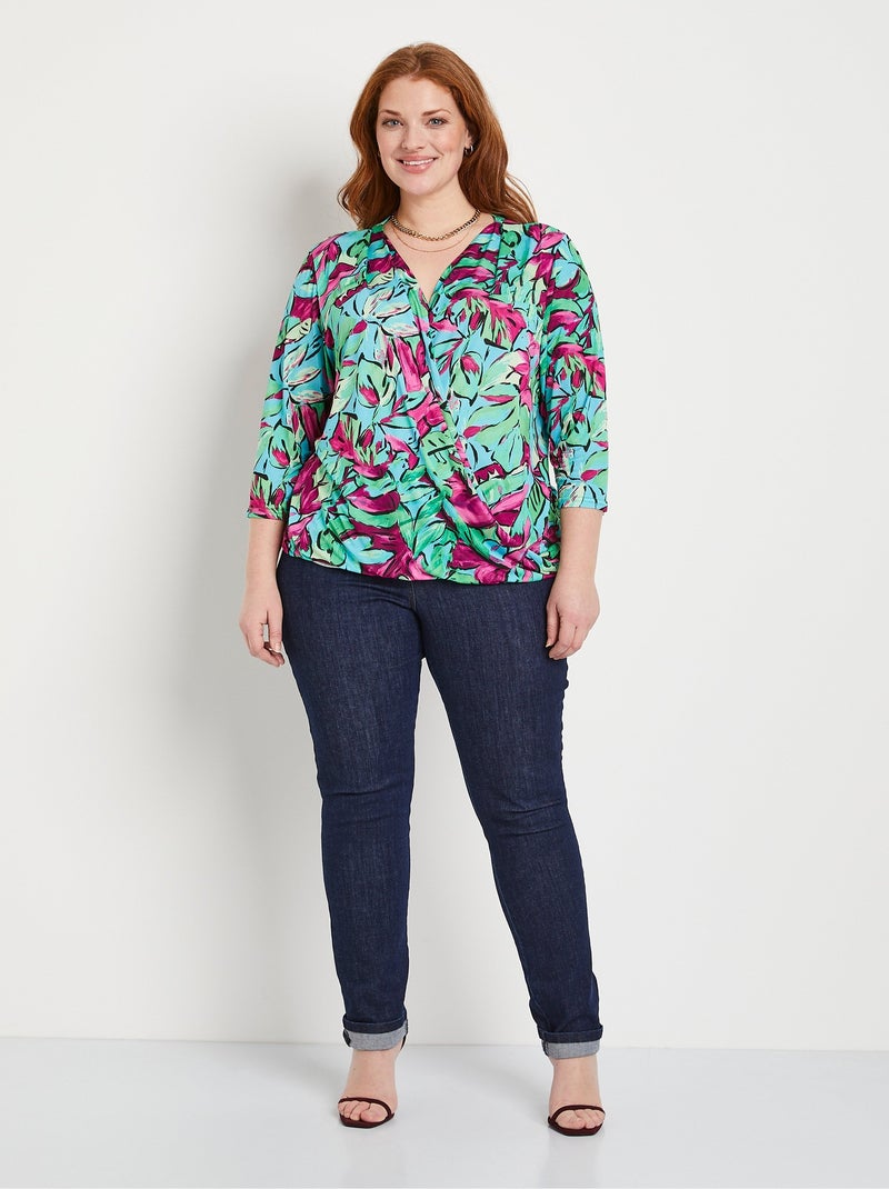 T-shirt blousant cache-coeur Vert - Kiabi