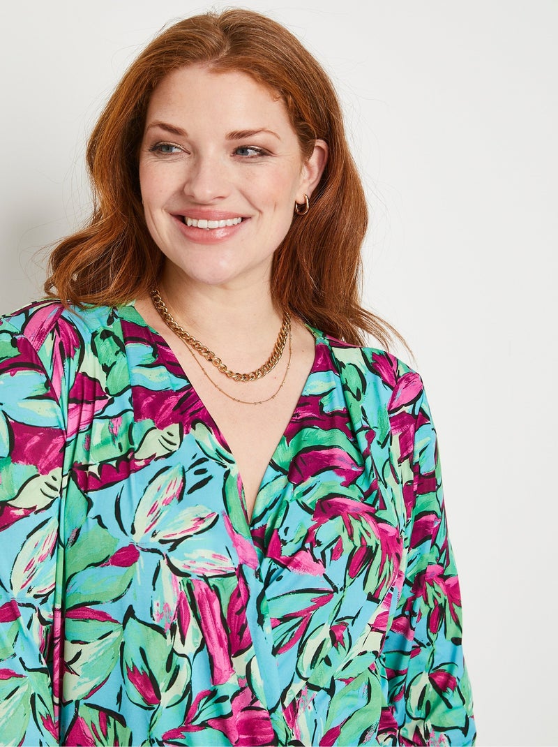 T-shirt blousant cache-coeur Vert - Kiabi