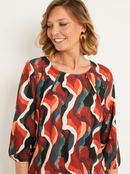 T-shirt blousant motif graphique col rond - Kiabi