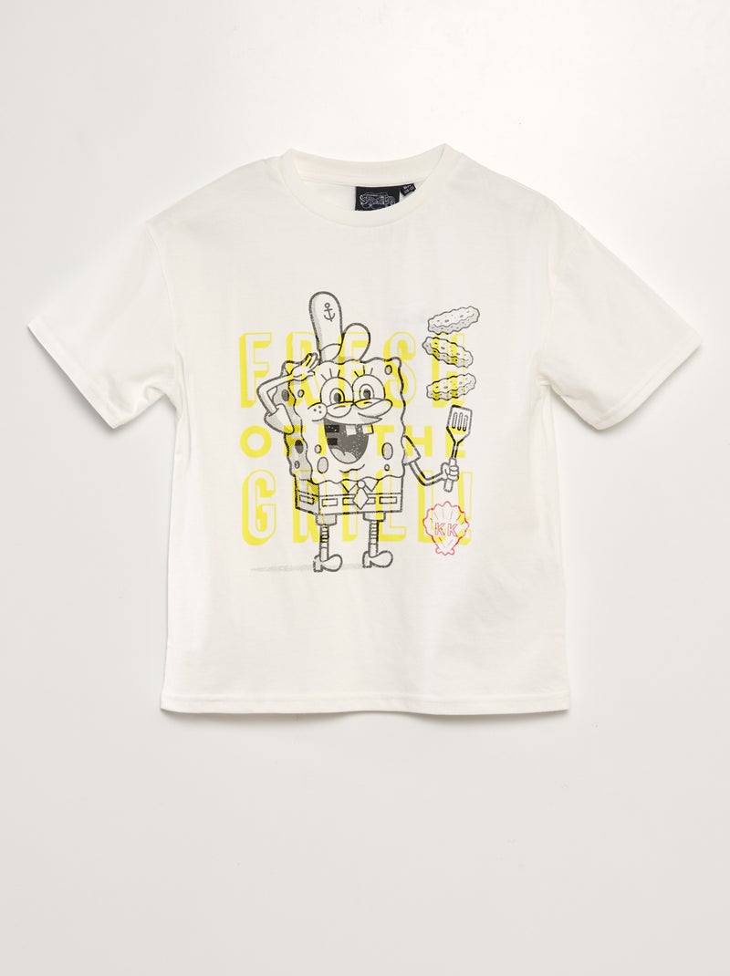 T-shirt 'Bob L'éponge' blanc - Kiabi