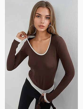 T-shirt bords contrastés manches longues busem
