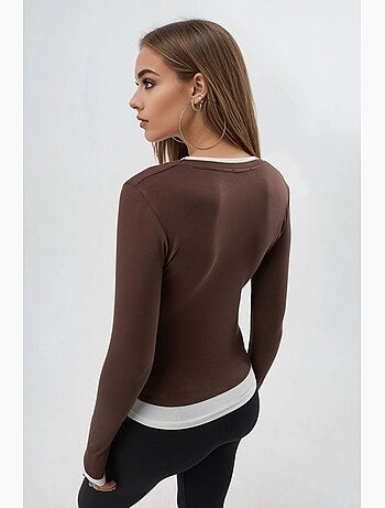 T-shirt bords contrastés manches longues busem