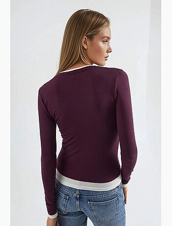 T-shirt bords contrastés manches longues busem