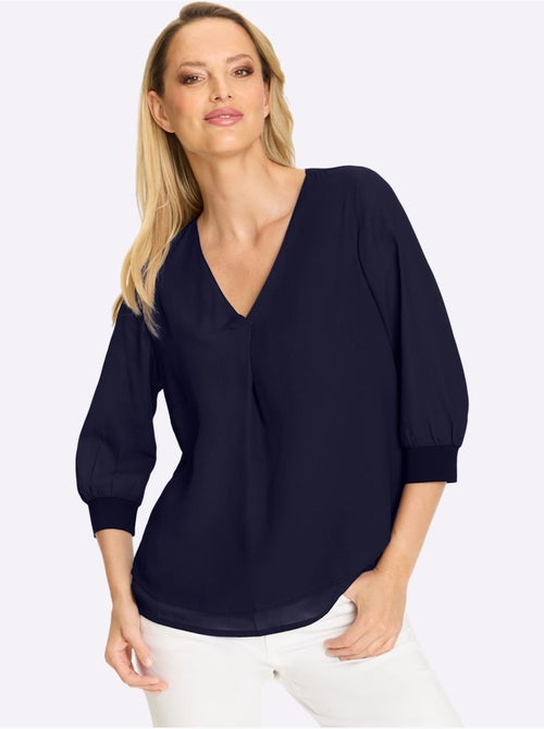 T-shirt Bords-côtes Confortables Aux Manches - Taille Standard - Helline - Kiabi