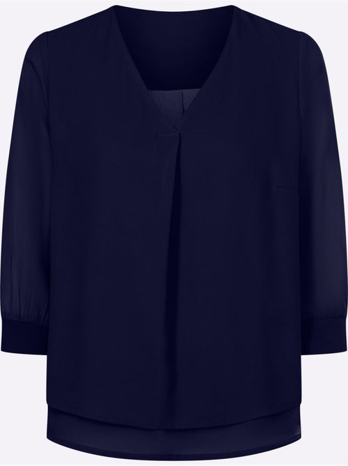 T-shirt Bords-côtes Confortables Aux Manches - Taille Standard - Helline - Kiabi