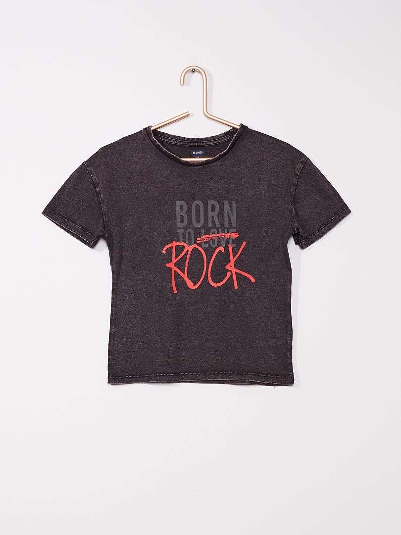 T-shirt 'Born to love rock' gris - Kiabi