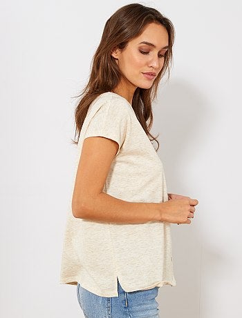 T-shirt boutonné doré - Kiabi