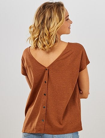 T-shirt boutonné doré - Kiabi