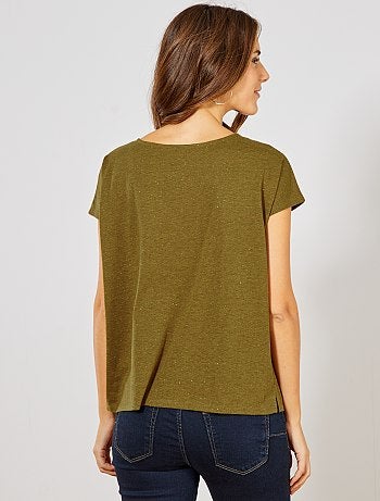 T-shirt boutonné doré - Kiabi