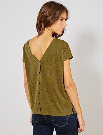 T-shirt boutonné doré - Kiabi