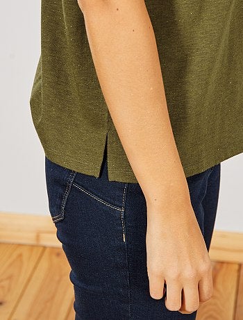 T-shirt boutonné doré - Kiabi