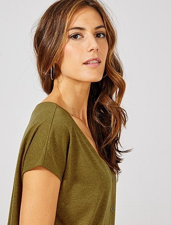 T-shirt boutonné doré - Kiabi