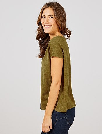 T-shirt boutonné doré - Kiabi