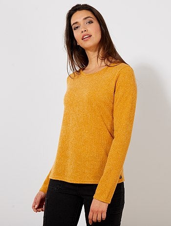t shirt jaune femme manche longue