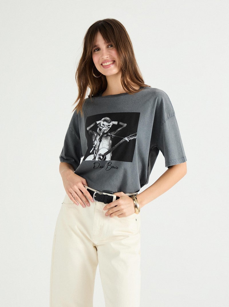 T-shirt « Bowie » MO Fashion Gris - Kiabi