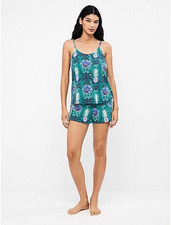 T-shirt bretelles coton imprimé ananas