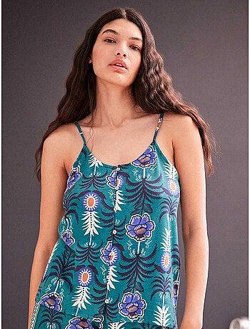 T-shirt bretelles coton imprimé ananas