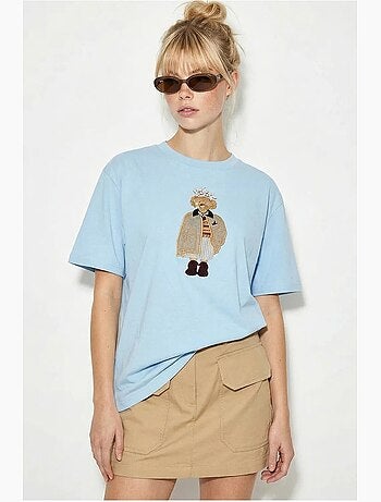 T-shirt brodé à col rond et coupe décontractée lucci