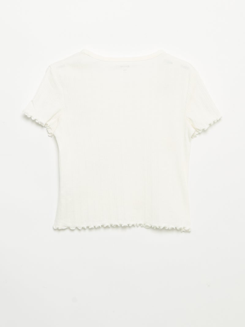 T-shirt brodé à manches courtes Blanc - Kiabi