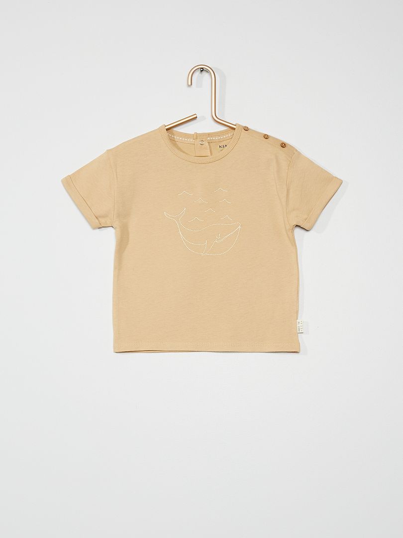 T-shirt brodé baleine beige - Kiabi