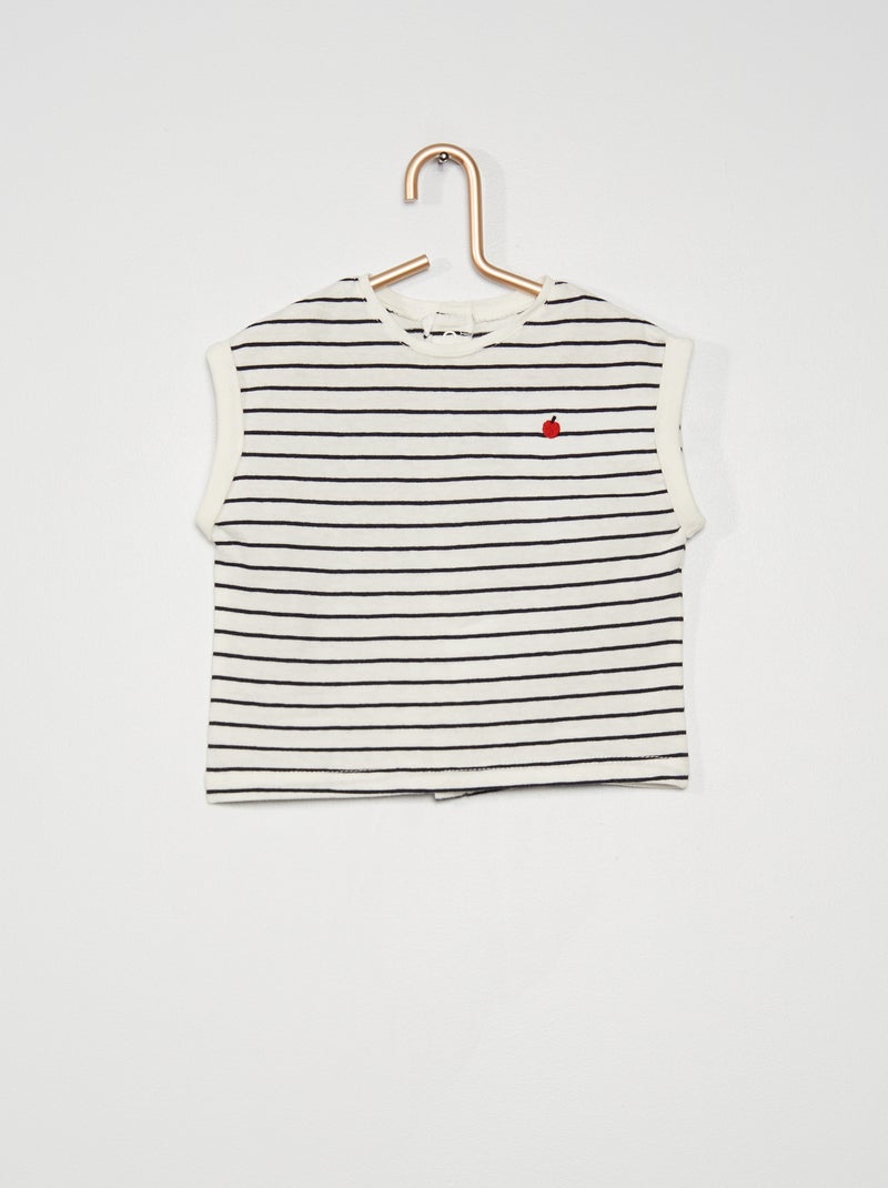 T-shirt brodé blanc - Kiabi