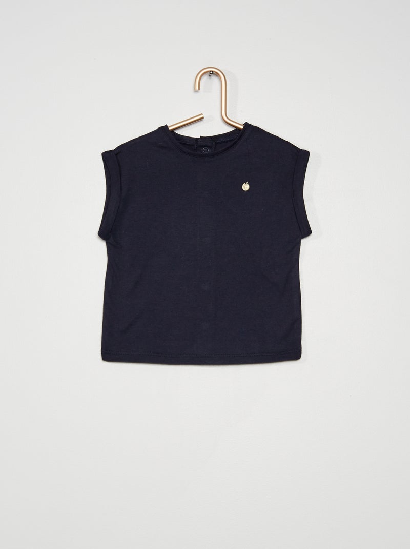 T-shirt brodé bleu - Kiabi