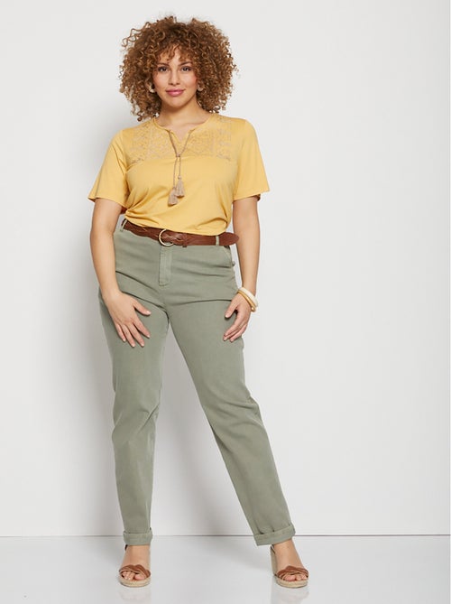 T-shirt brodé droit lien pompoms - Kiabi