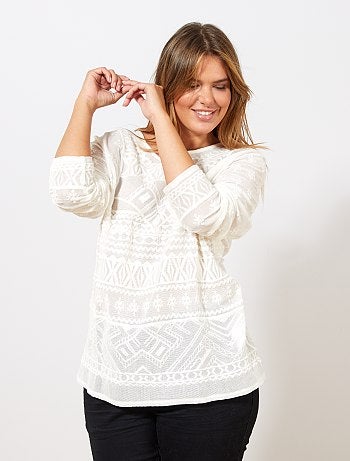 T-shirt brodé en mesh - Kiabi