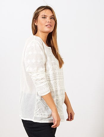 T-shirt brodé en mesh - Kiabi