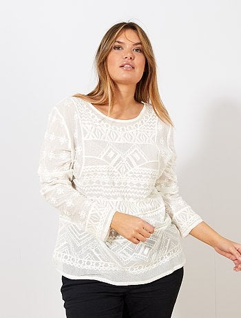 T-shirt brodé en mesh - Kiabi