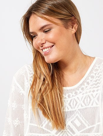 T-shirt brodé en mesh - Kiabi