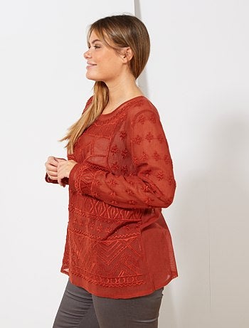 T-shirt brodé en mesh - Kiabi