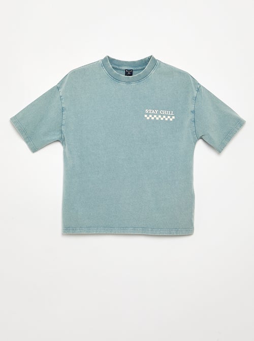 T-shirt brodé et imprimé à manches courtes - Kiabi