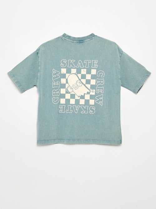 T-shirt brodé et imprimé à manches courtes - Kiabi