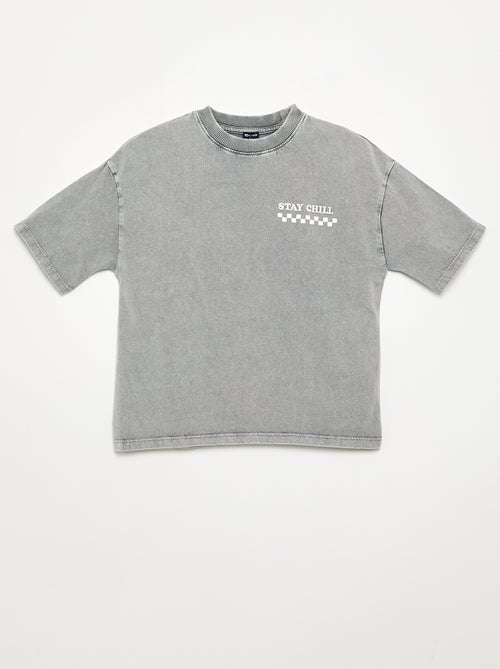 T-shirt brodé et imprimé à manches courtes - Kiabi