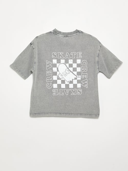 T-shirt brodé et imprimé à manches courtes - Kiabi