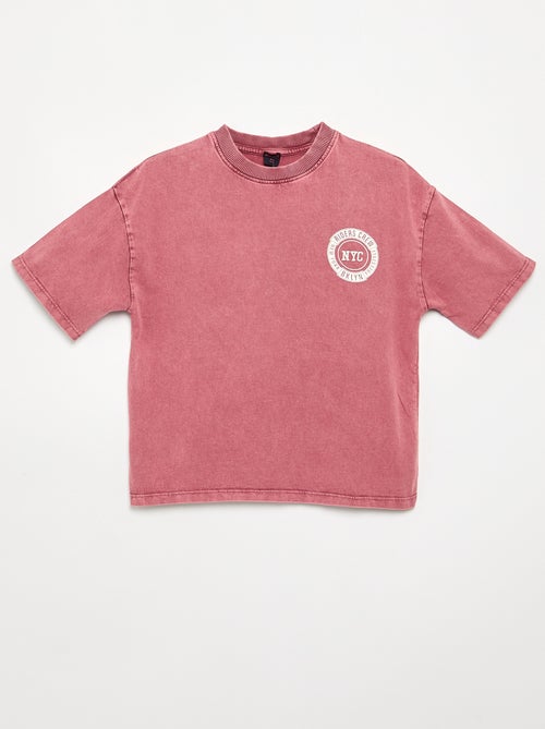 T-shirt brodé et imprimé à manches courtes - Kiabi