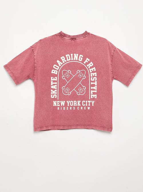 T-shirt brodé et imprimé à manches courtes - Kiabi