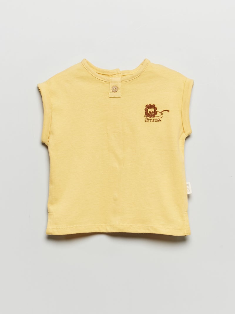 T-shirt brodé 'little lion' Jaune - Kiabi